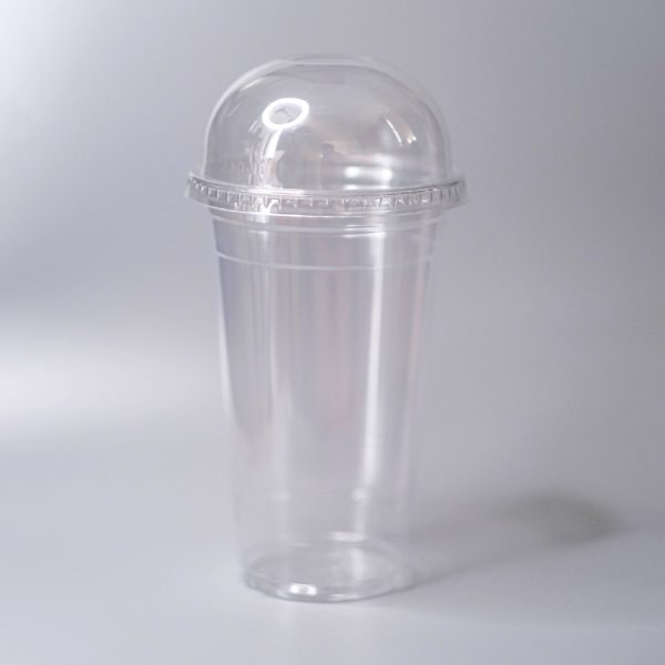 Plastic Cup PET D98 22oz พร้อมฝาโดม เข้ารูปปากแก้ว 98 มม.