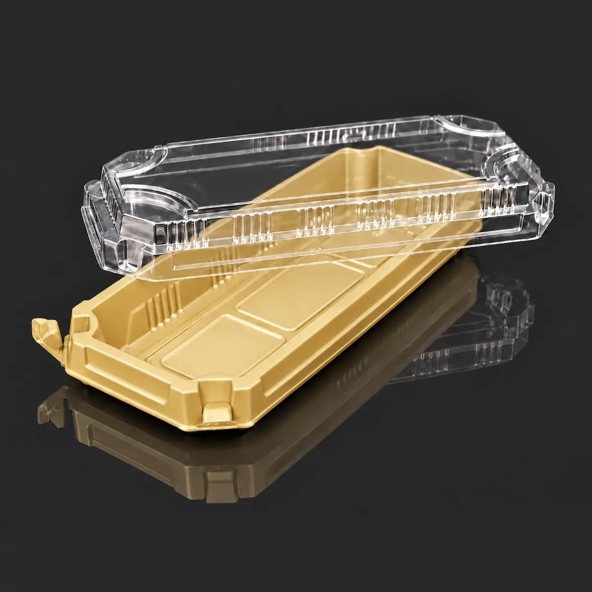 YRL-04 GOLD ถาดใส่ซูชิ ฝาล็อก YRL-04 สีทอง