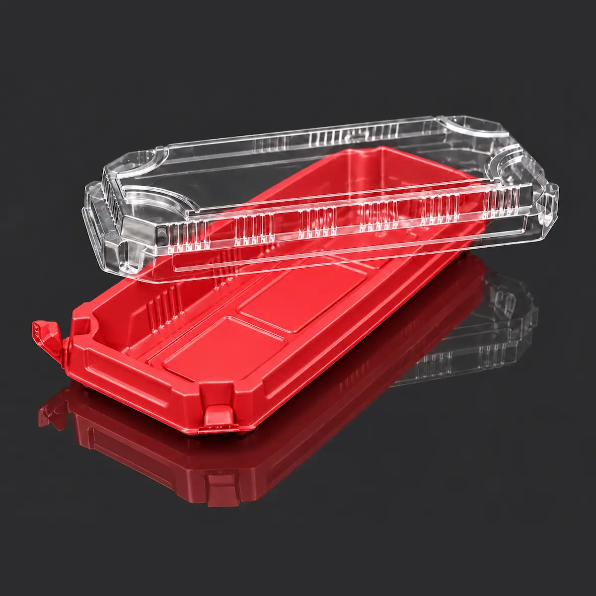 YRL-04 RED ถาดใส่ซูชิ ฝาล็อก YRL-04 สีแดง