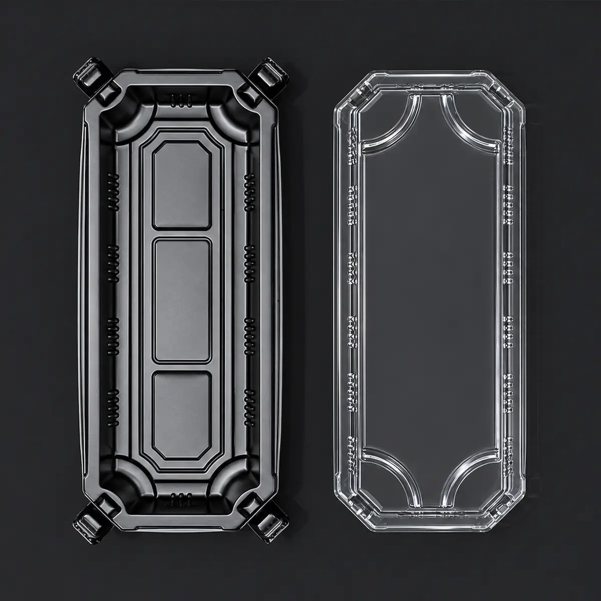 YRL-04 TOP LID ถาดใส่ซูชิ ฝาล็อก YRL-04 มุมมองด้านบน ฝา PET ใส