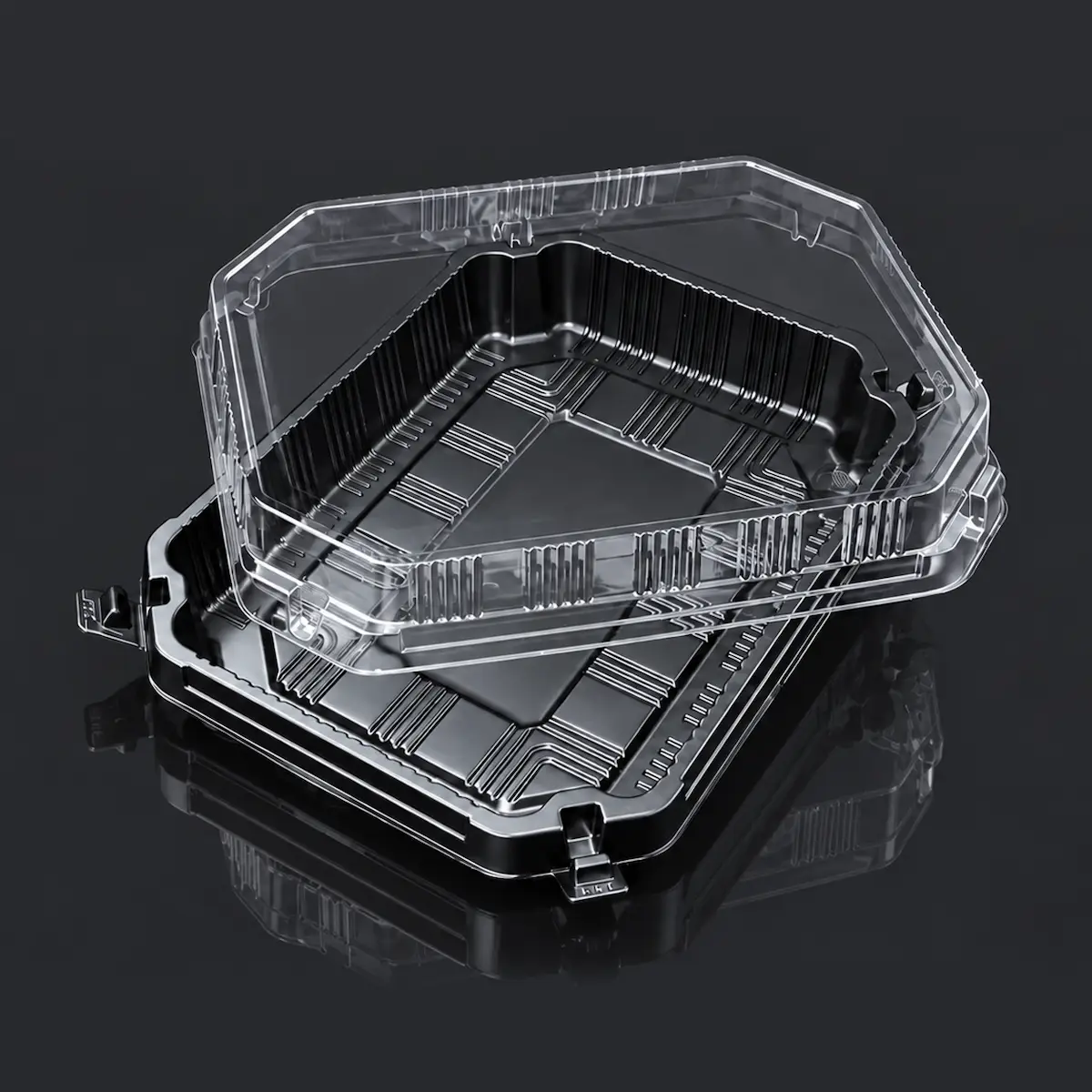 YRL-08-BLACK กล่องอาหารฝาล็อก ฝาใสทรงสูง YRL-08 สีดำ