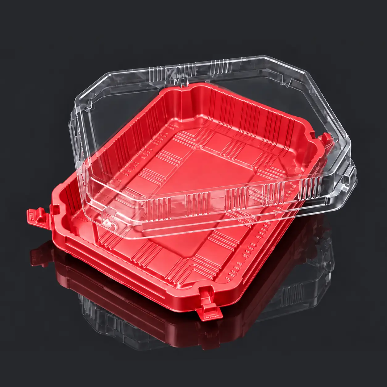 YRL-08-RED กล่องอาหารฝาล็อก ฝาใสทรงสูง YRL-08 สีแดง