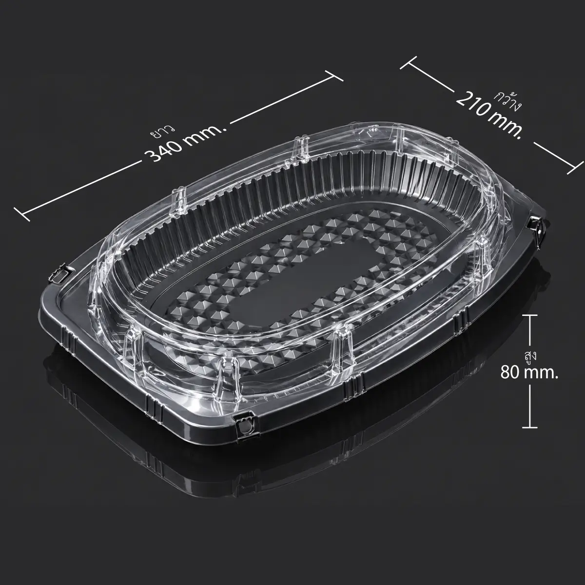 YRL-13-ISO-size ถาดใส่ปลา ฝาล็อก YRL-13 ภาพแสดงขนาด